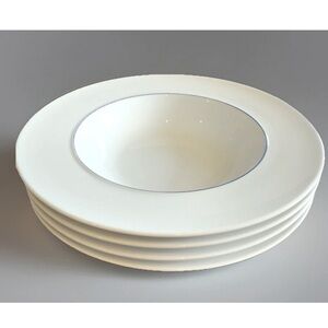 Crate & Barrel Epoch Blue Line 9.25" Rim Pasta Soup Bowl by Kathleen Wills Set 4